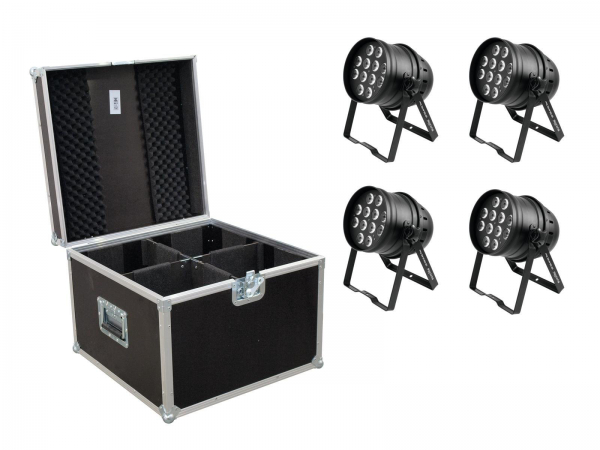 EUROLITE Set 4x LED PAR-64 HCL 12x10W sw + Case